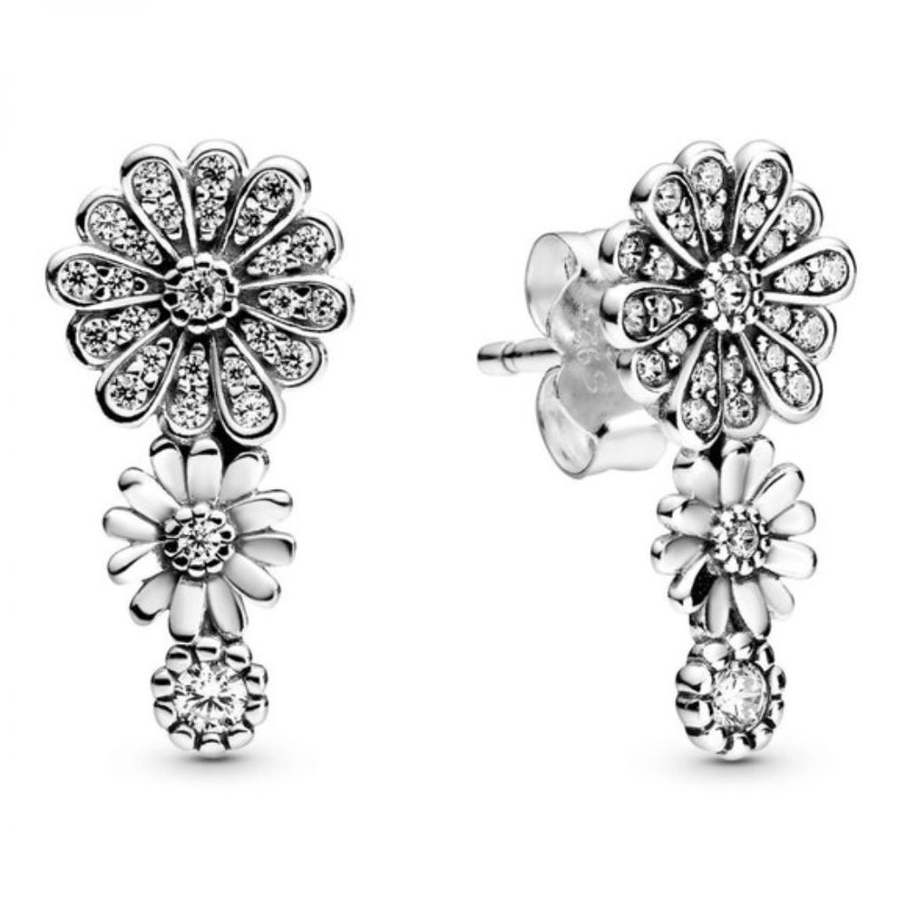 Pandora Sparkling Daisy Flower Trio CZ Earrings